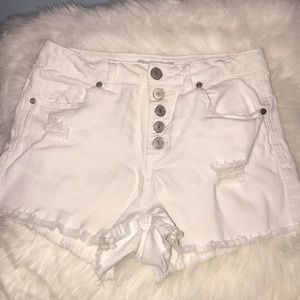 High waisted white shorts